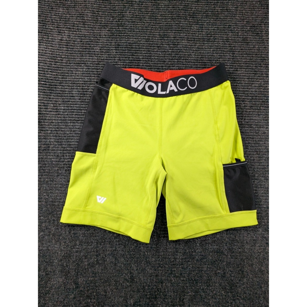 WOLACO North Moore Biker Shorts Womens M Neon Yellow Moderate Compression